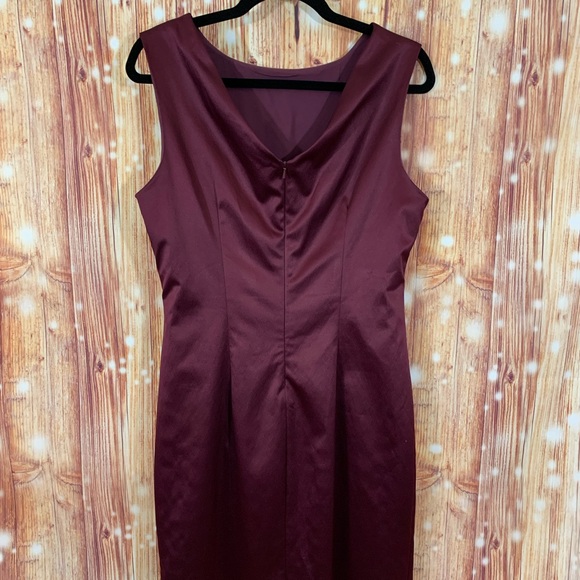 The Limited Bordeaux Sheath Dress Size 10 Draped Front V in Back Burgundy - Picture 5 of 10